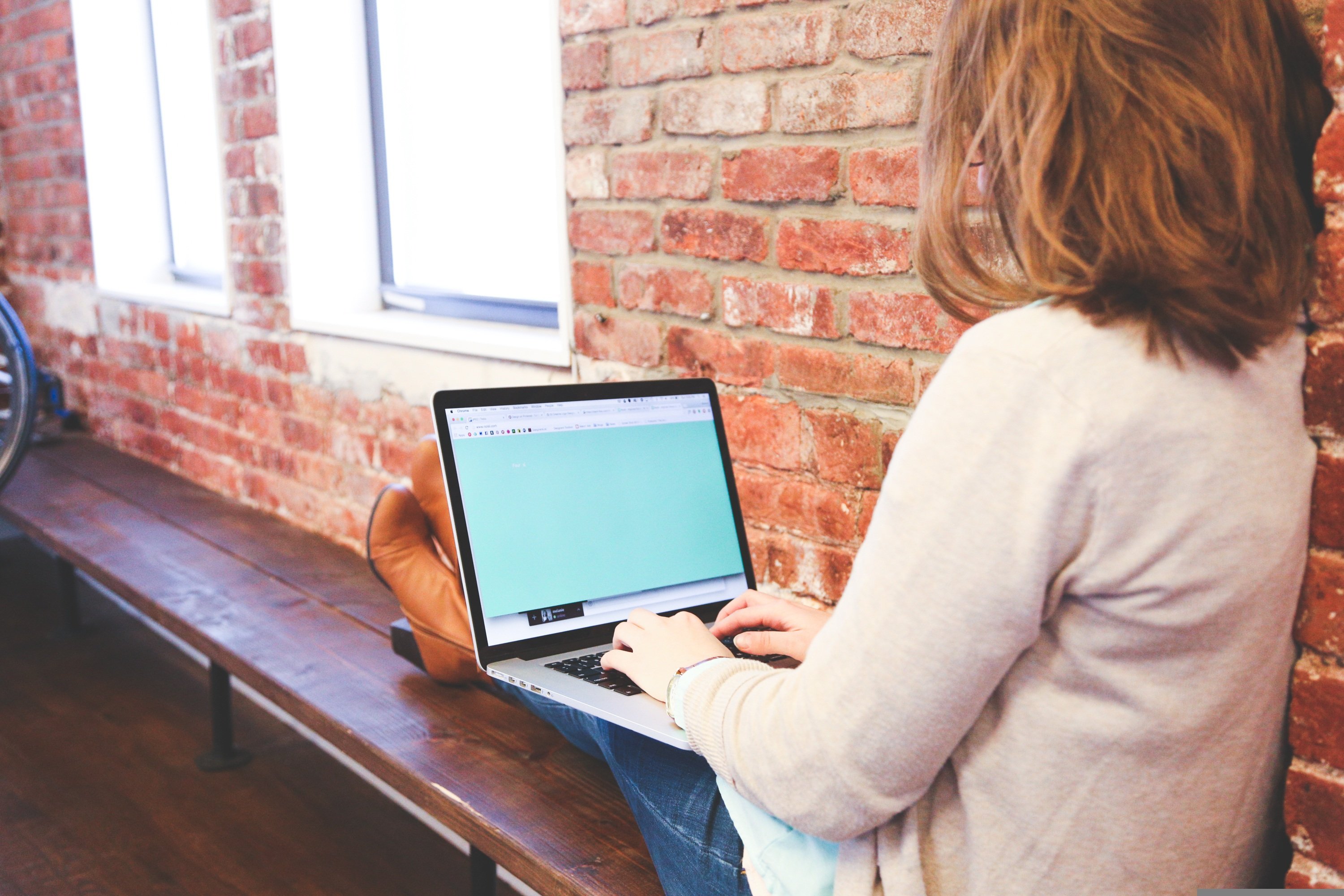 student using laptop